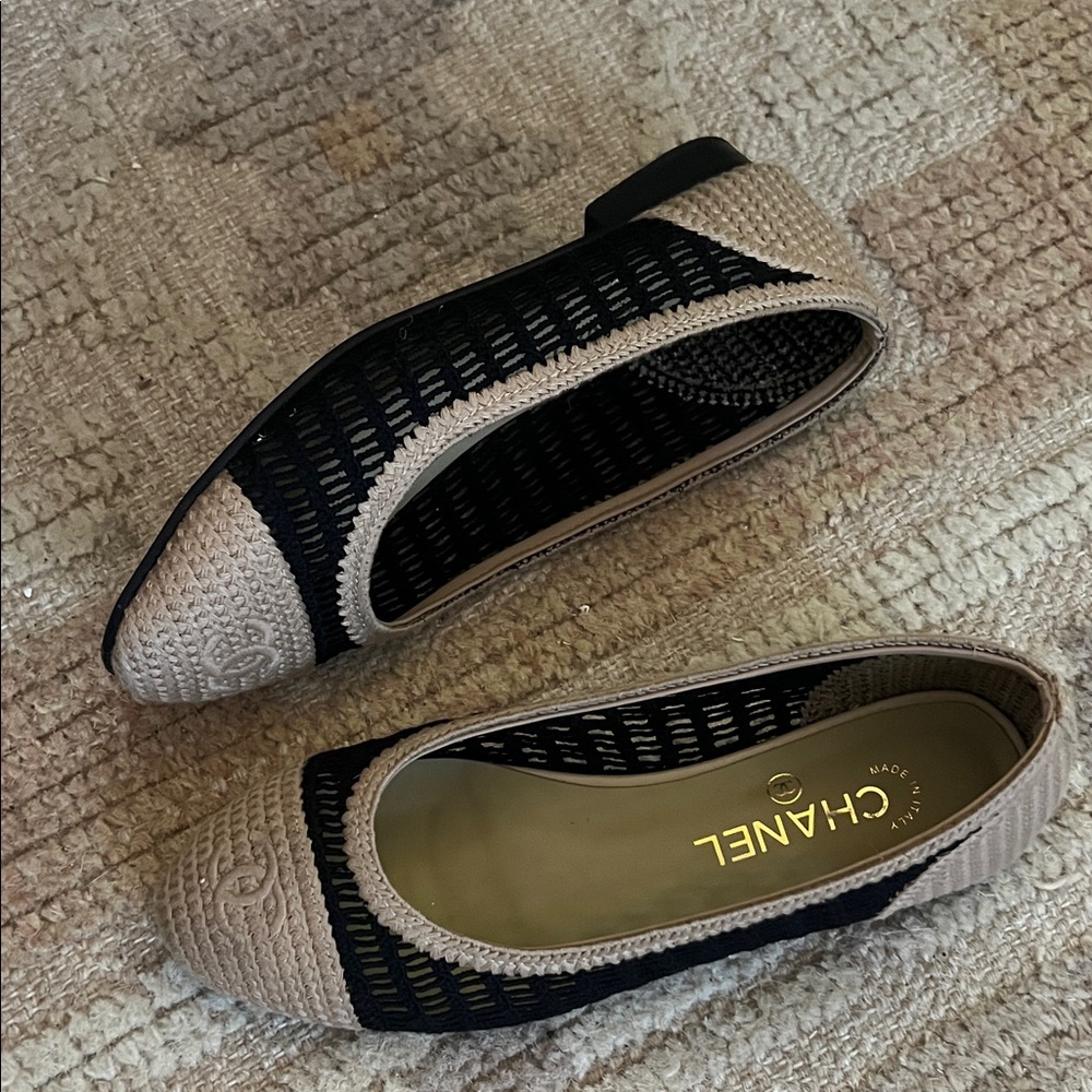 Chanel Rafia Ballet Flats